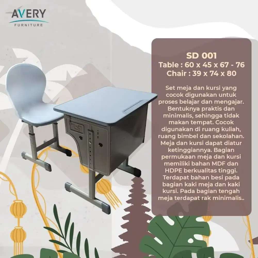 Meja Dan Kursi Belajar Avery SD 001