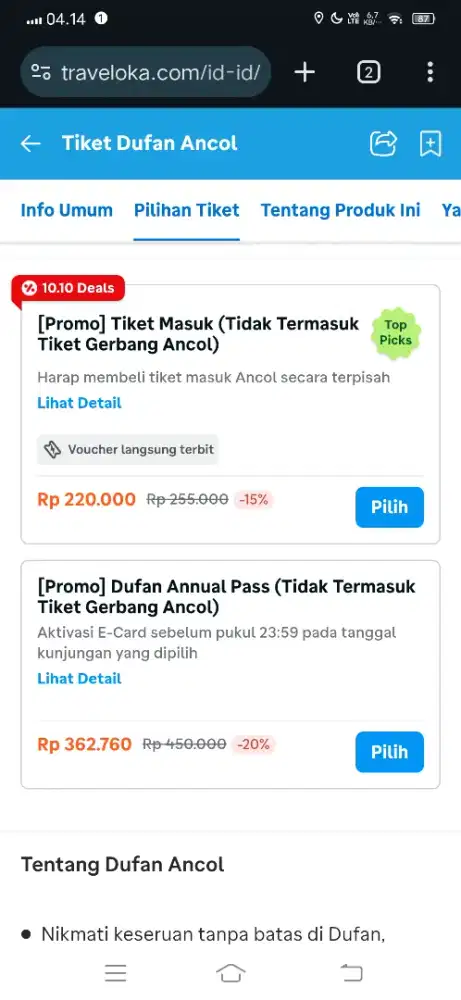 tiket dufan + ancol weekend