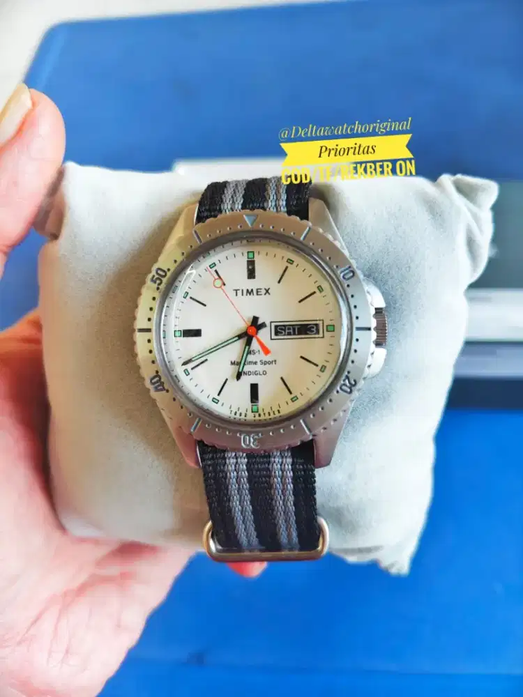 Timex Sports MS-1 Maritime Indiglo Creamy Dial Fullset Like New