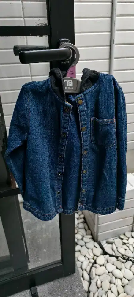 Preloved original mothercare denim jacket with hoodie jaket anak 2-3 y