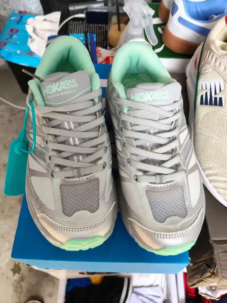 Hoka shoes green grey