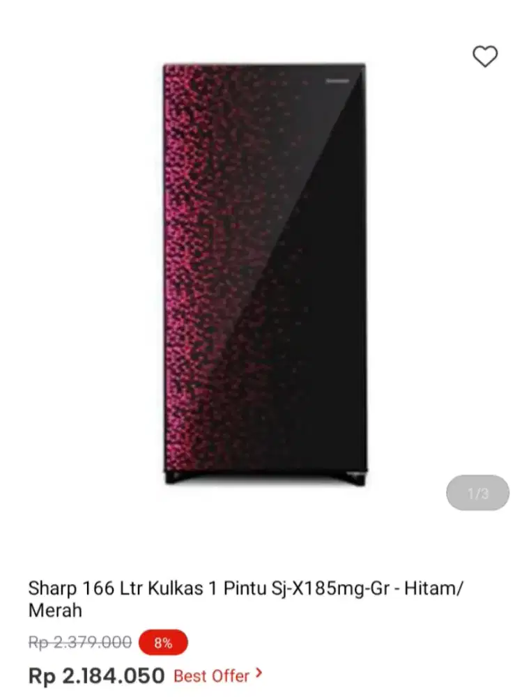 Sharp 166 Ltr Kulkas 1 Pintu Sj-X185mg-Gr - Hitam/Merah