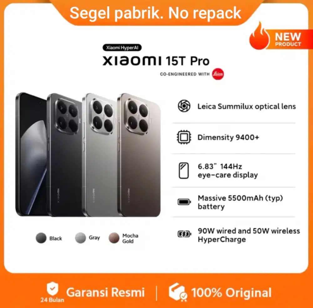 Xiaomi 15T Pro 12/512. Baru. Segel pabrik. Garansi resmi 24 bulan