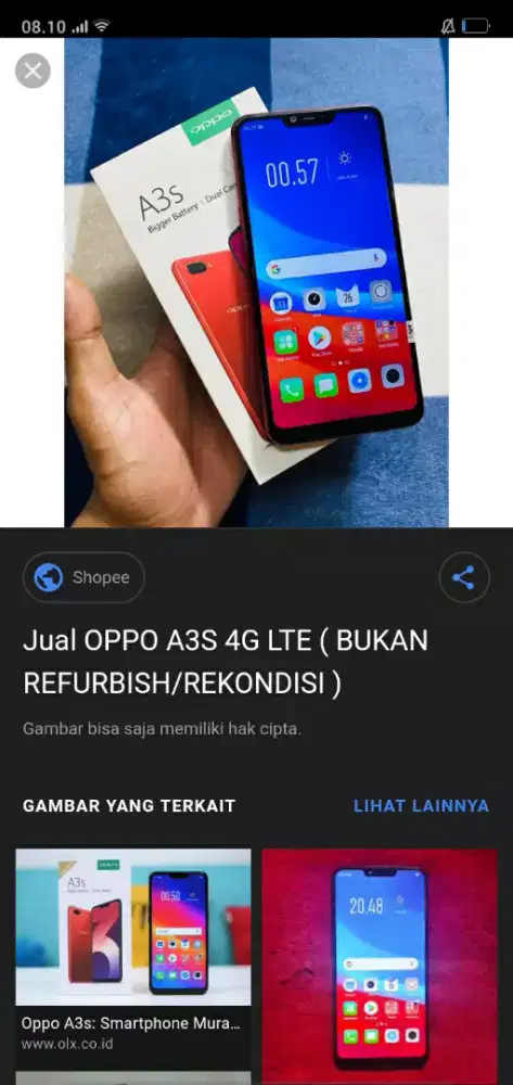 oppo a3s ram6gb rom 128  free mini kamera