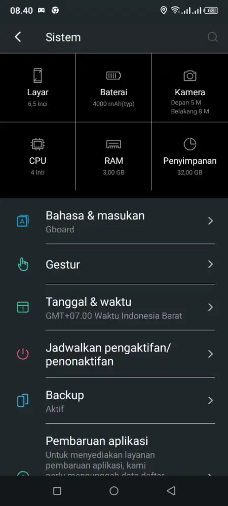 Jual aja hp Infinix itel nya ram 3gb.kelengkapan hp Ama casan