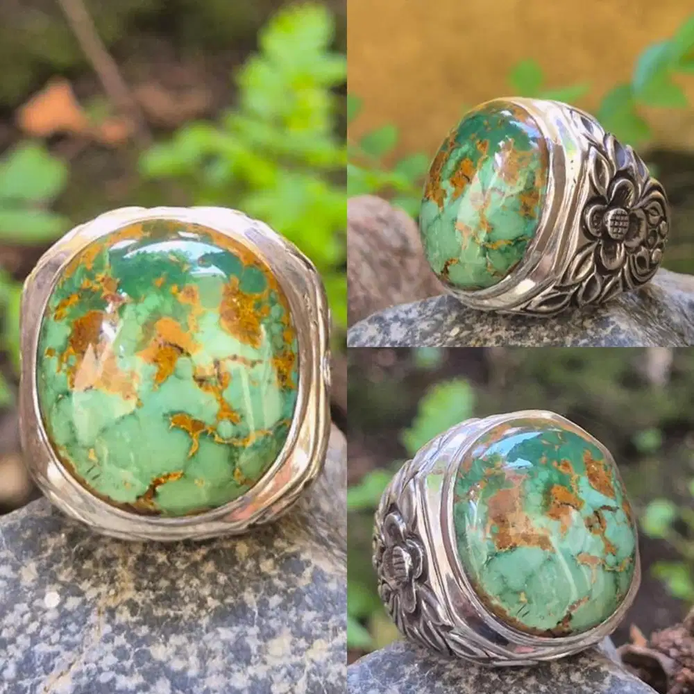 Cincin Natural Turquoise Phyrus Pirus Persia Hijau Gradasi