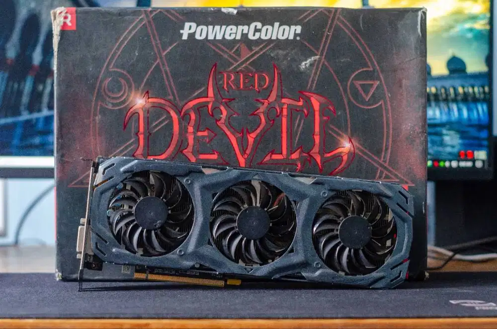 VGA CARD RED DEVIL RX 570 4GB GDDR5 FULLSET MINUS MATOT NO DISPLAY