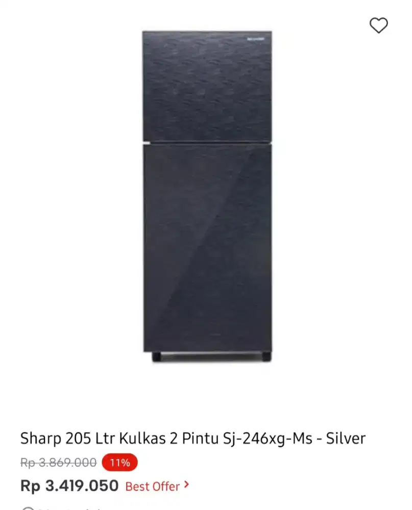 KULKAS SHARP 2 PINTU 205 LITER
