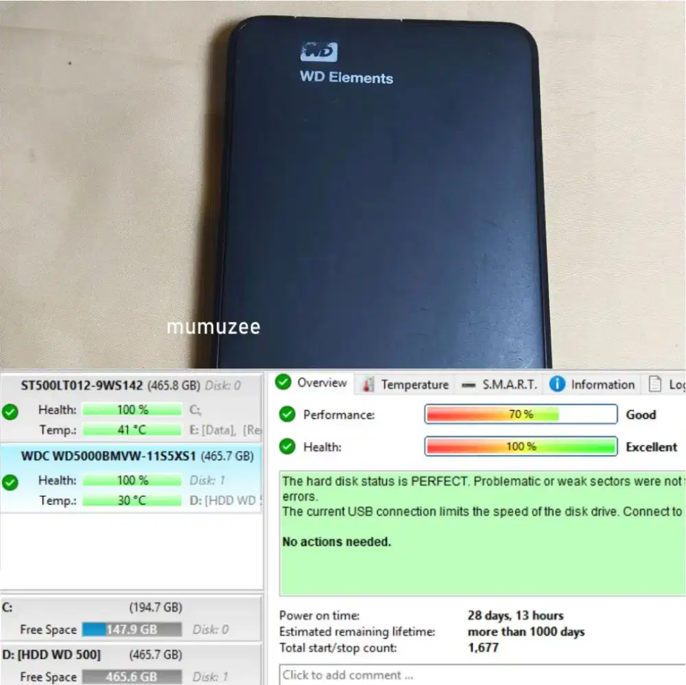 PAKET 3 HARD DISK EKSTERNAL SECOND, 500gb (1) DAN 1Tb (2)