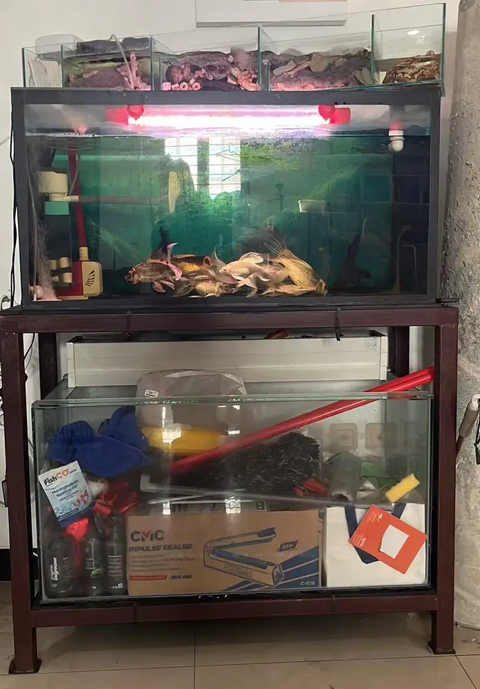 Jual Aquarium Full set 2 + raknya