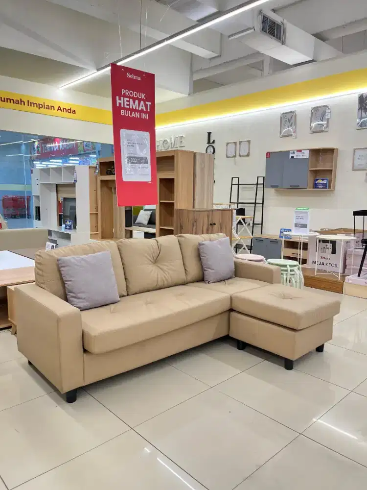 Sofa sudut 3 seater kulit