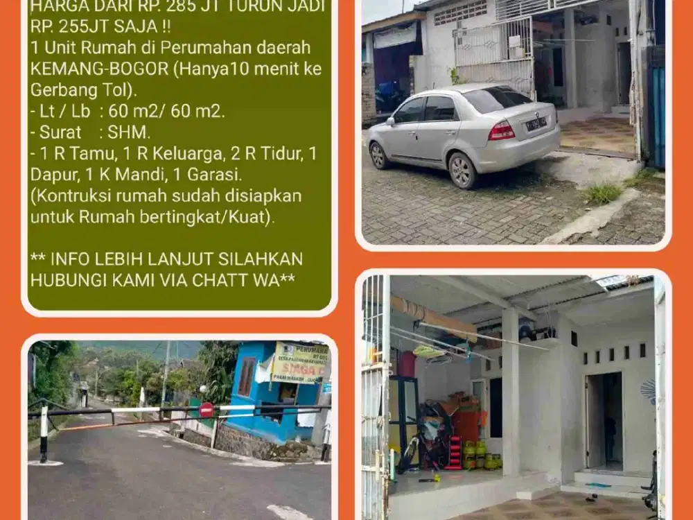 Rumah murah siap huni dalam perumahan dilalui angkot lokasi strategis 15 menit ke gerbang tol di Pabuaran-Kemang-Bogor 01