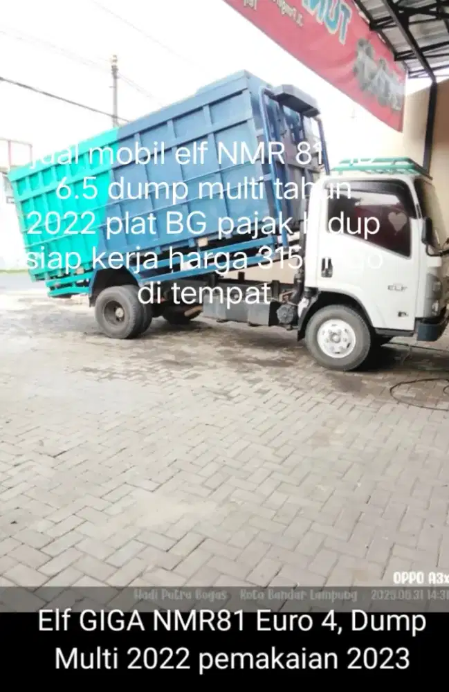 Jual mobil elf NMR 81 HD 6.5 dump multi tahun 2022 plat BG pajak hidup