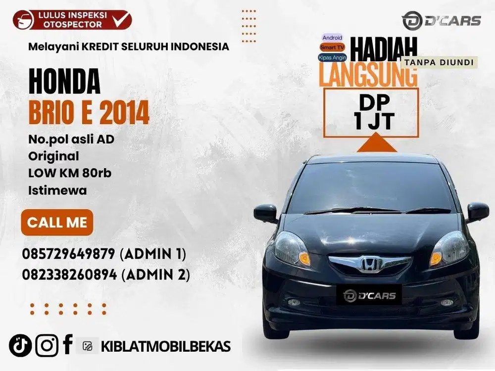 HONDA BRIO E 2014 LOW KM ORIGINAL ISTIMEWA PAJAK BARU ASLI AD