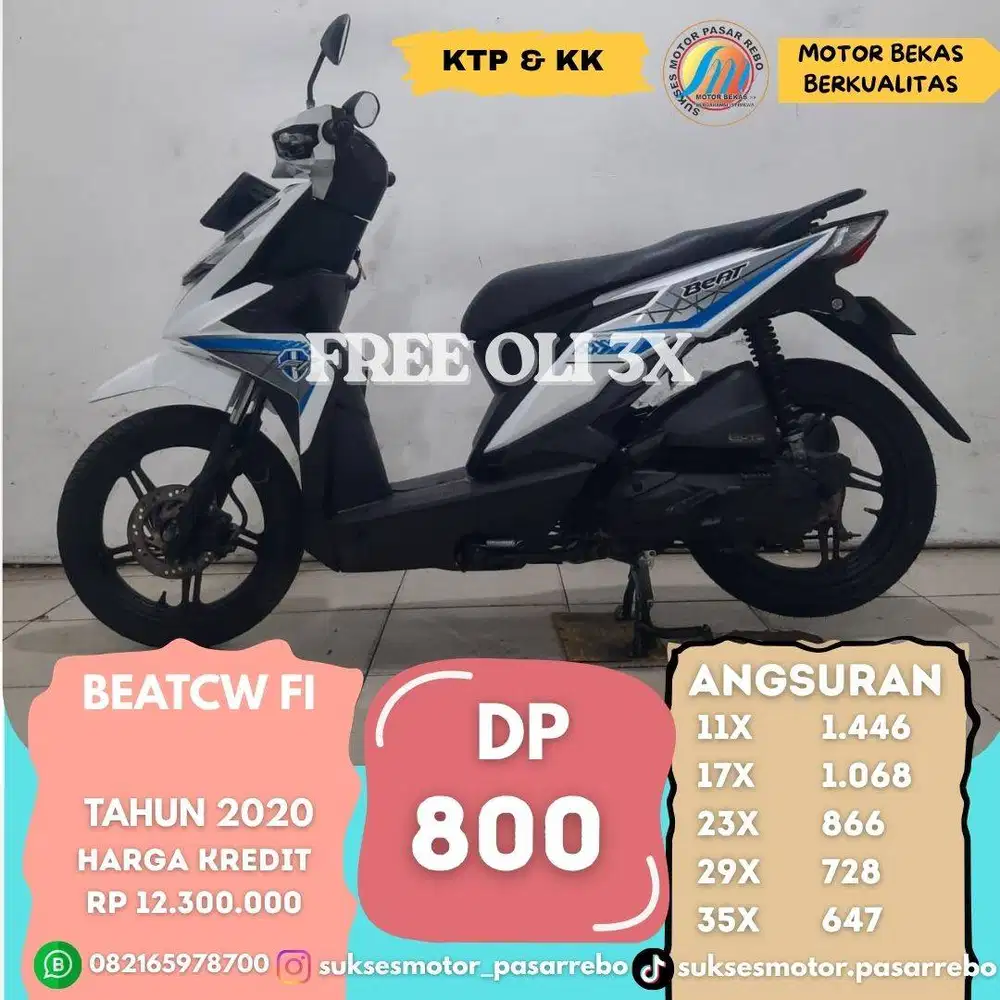 HONDA BEAT CW FI TAHUN 2020 SIAP PAKAI,, GRATIS SERVIS , FREE OLI