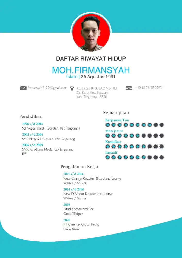 Sangat butuh kerja dan siap kerja