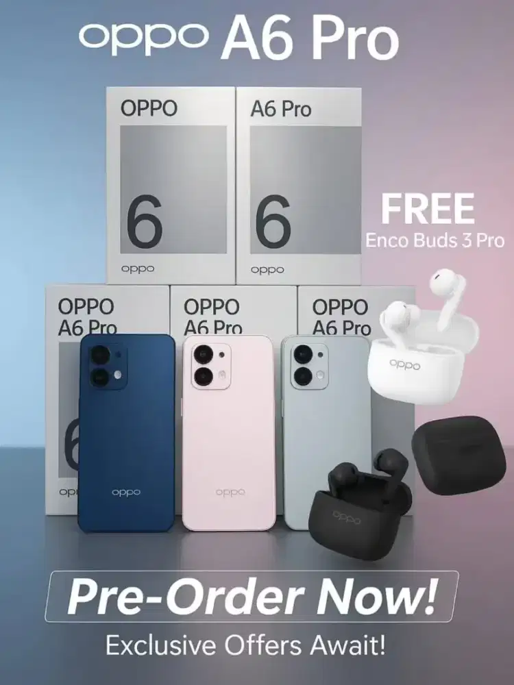 Oppo A6 Pro 8/128GB Gratis Enco Buds3 Pro & Kuota 300GB selama 1 Tahun