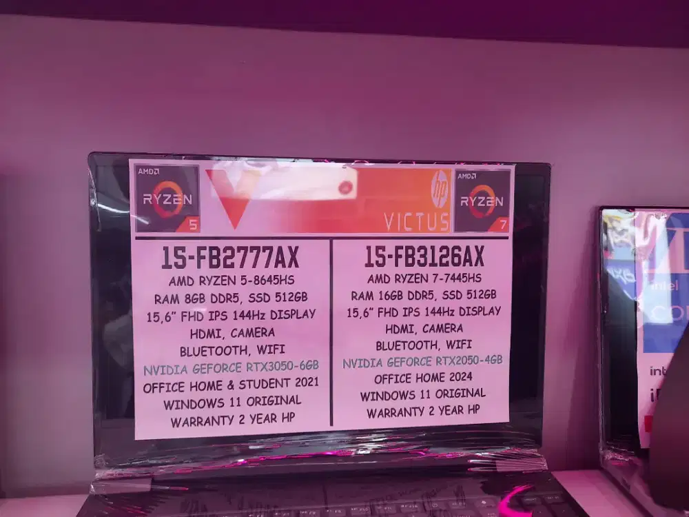 Laptop HP VICTUS Rizen 7 dan 5
