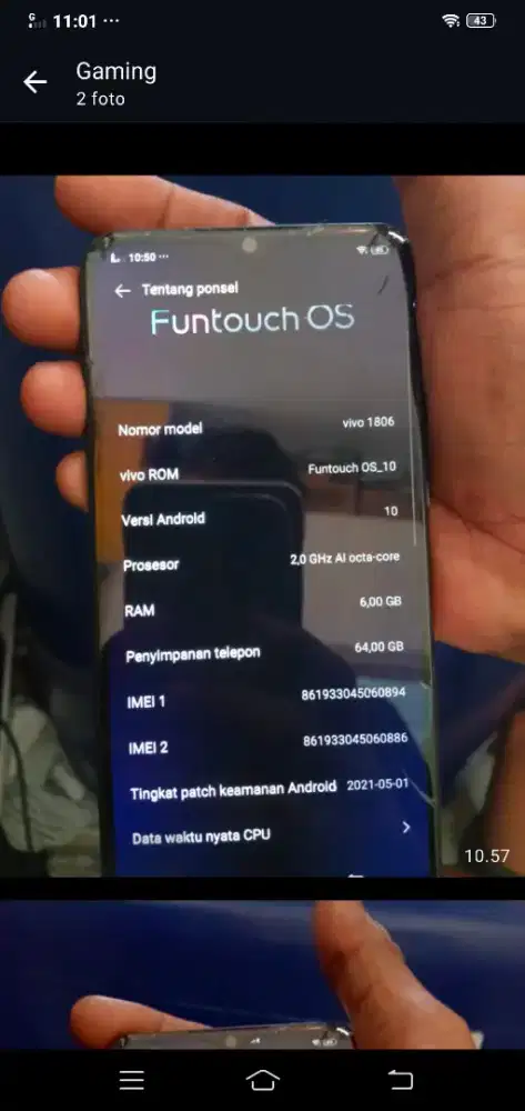 Jual vivo v11 ram 6