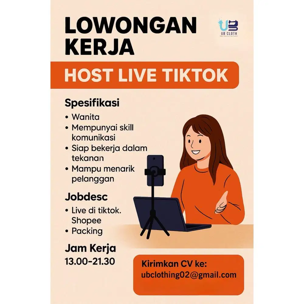 LOWONGAN KERJA HOST LIVE TIKTOK