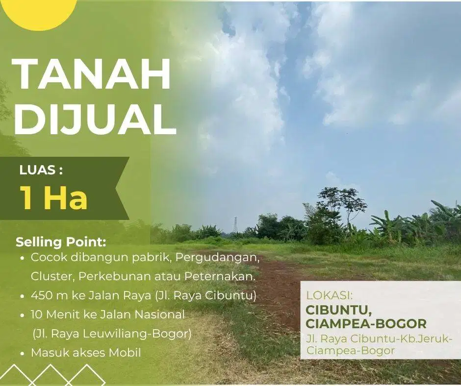 Tanah Bogor! Dijual Cepat..