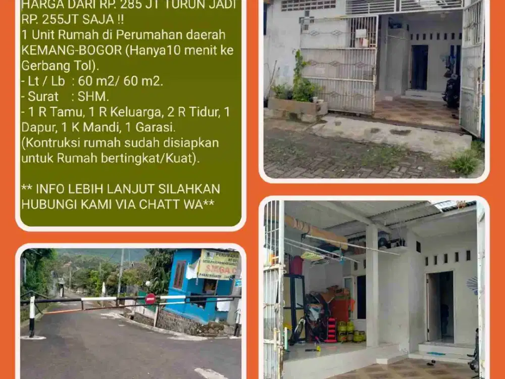 Jual murah rumah di perumahan siap huni aman tentram  strategis di Pabuaran-Kemang-Bogor. 08