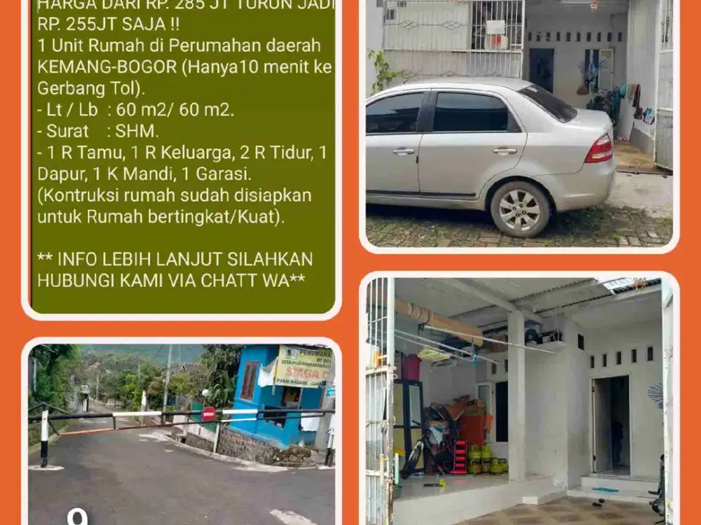 Rumah jual murah (BU) siap huni lokasi strategis 14 menit ke tol di Pabuaran-Kemang-Bogor.09