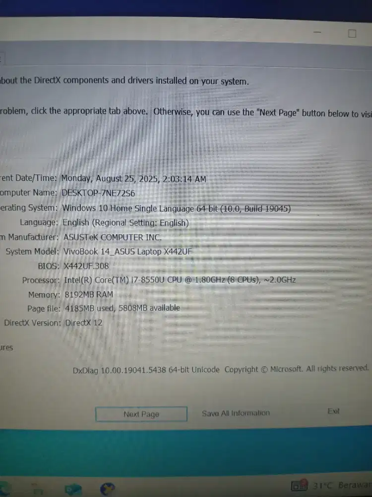 Laptop Asus A442U (i7 gen8) SSD 256 GB