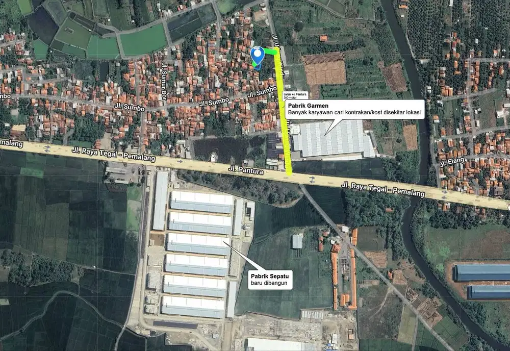Tanah dekat pabrik besar dan pantura 170m2 cocok untuk kost/kontrakan