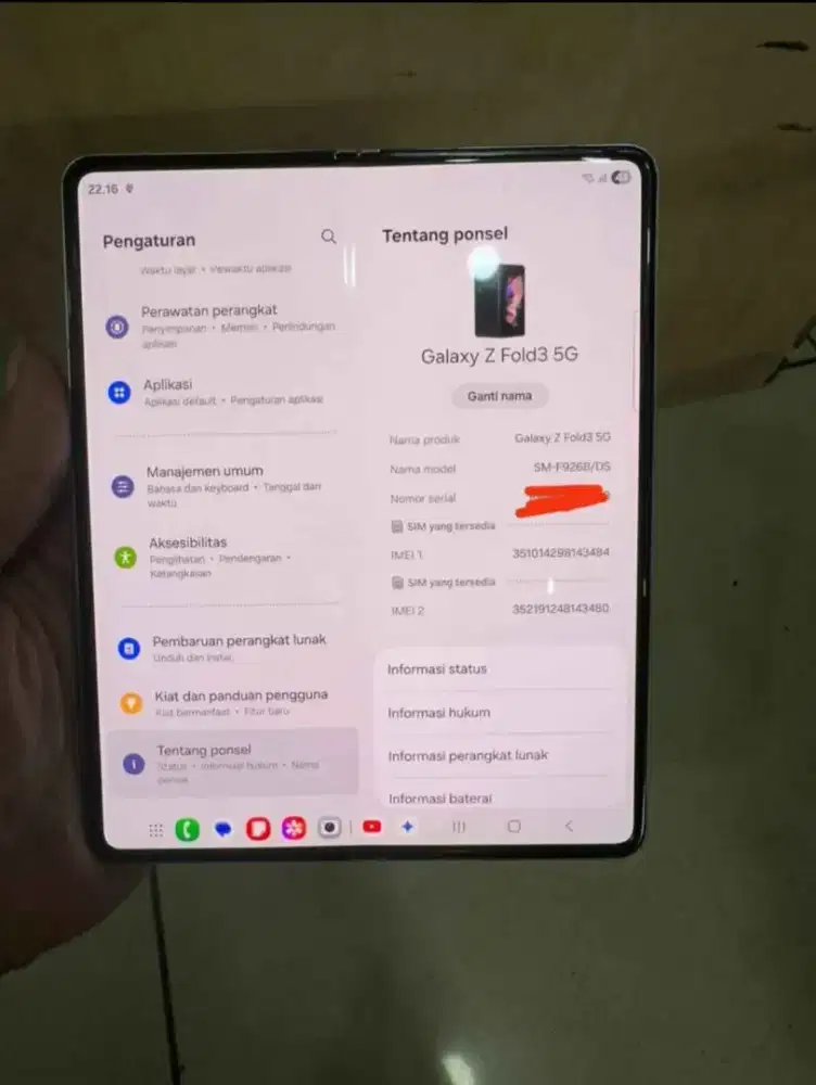 Samsung Z fold 3 ram 12/512