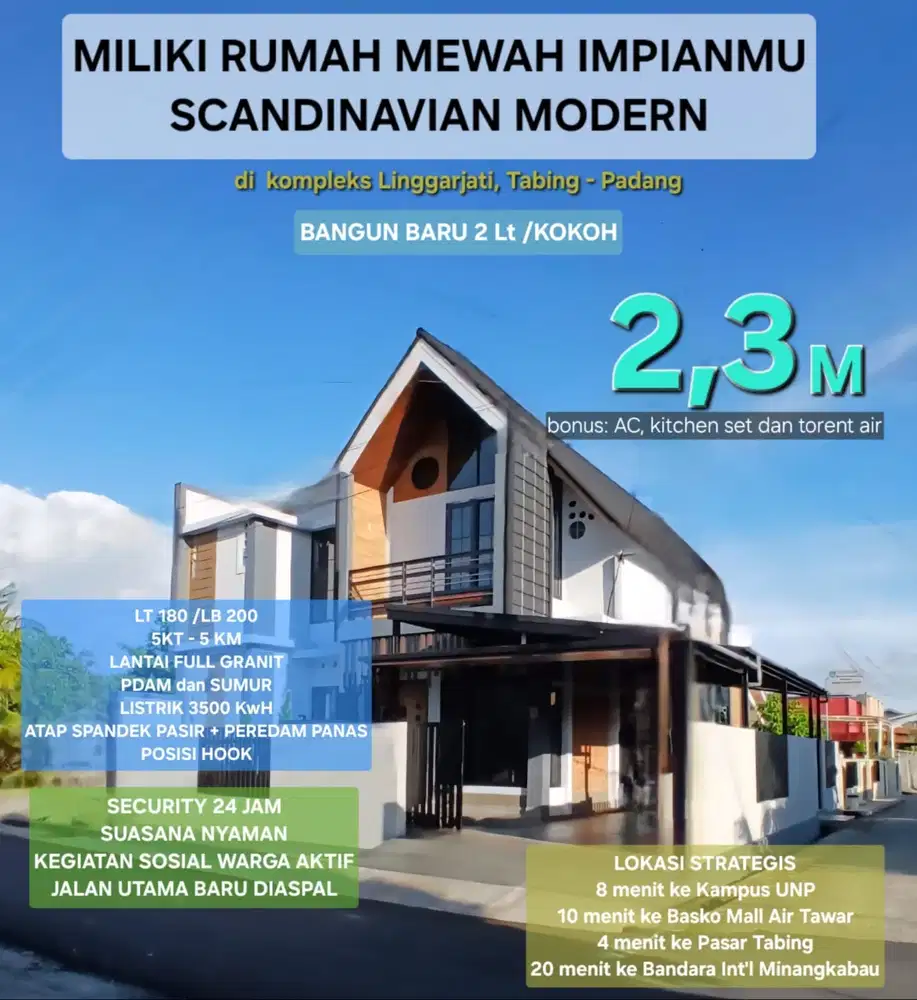 Dijual Rumah baru, Scandinavian Minimalis modern
