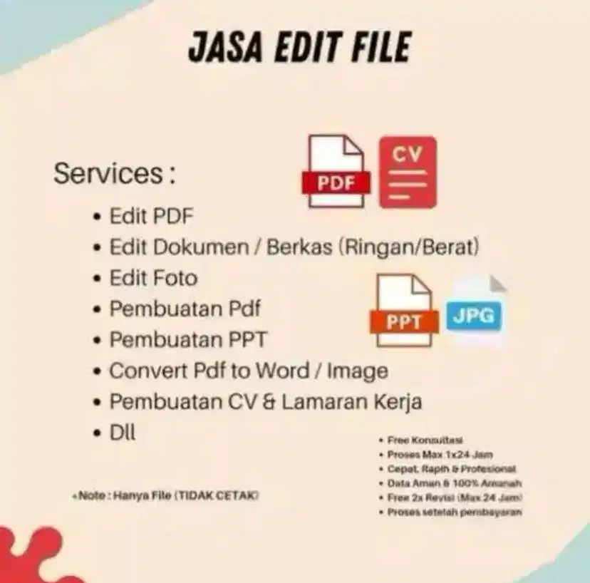 Jasa Edit Dokumen, Edit Berkas, Edit Foto, Edit Video, Dll