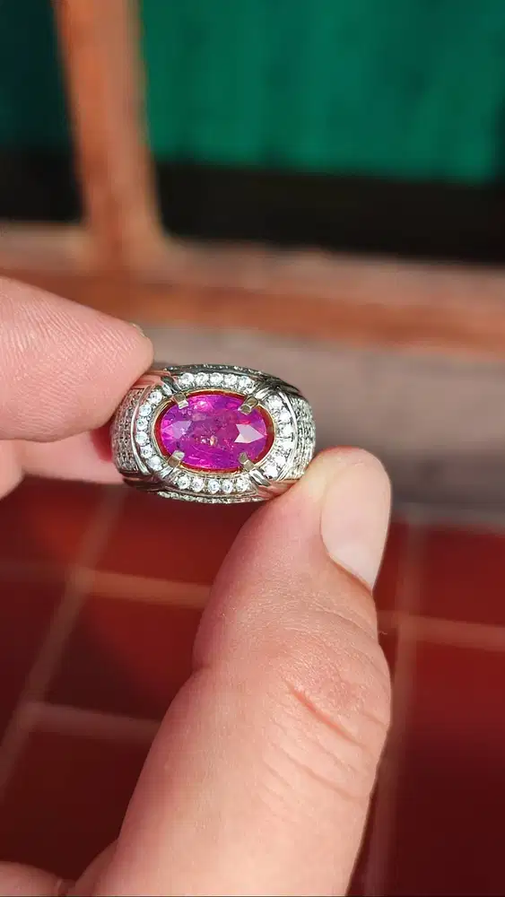 NATURAL ORANGY PURPLISH PINK SAPPHIRE NO HEAT 3,38 CTS GOOD LUSTERS