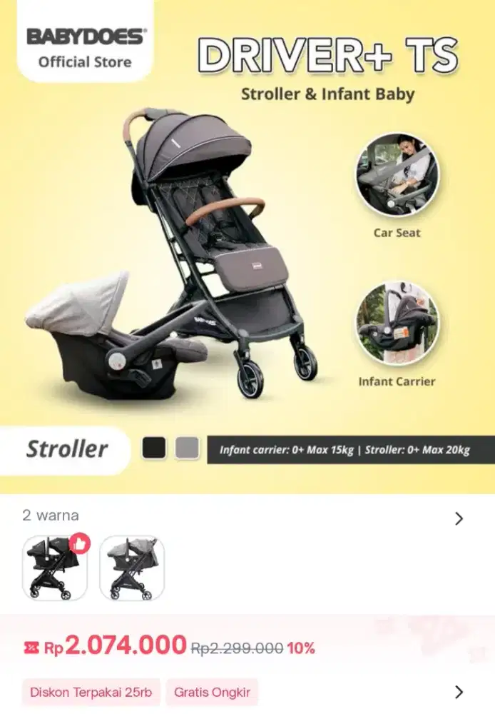 Stroller Babydoes Driver TS BNormal dan Bagus