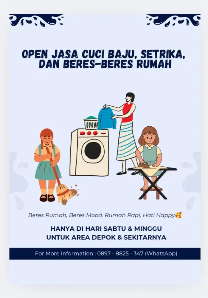 Open Jasa Cuci Baju, Setrika, dan Beres-Beres Rumah
