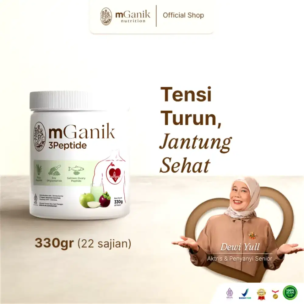 (free gold) Mganik 3peptide suplement hipertensi kemasan 330 gr ori