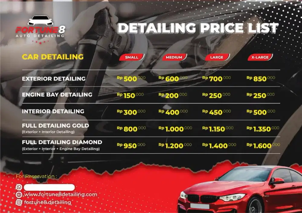 Detailing Mobil Premium & HOME SERVICE | Poles Body, Kaca, Interior