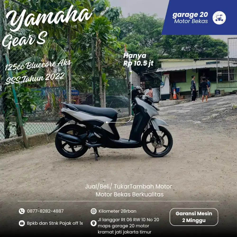Yamaha Gear S 125cc Bluecore Aks SSS Tahun 2022 Pajak Off