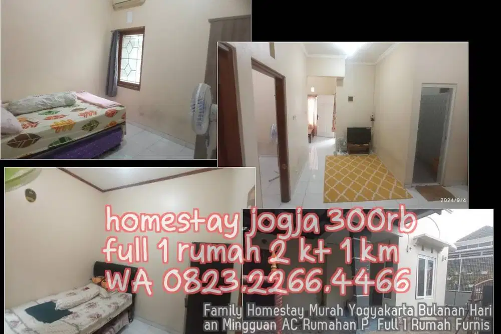 Family Homestay Murah Yogyakarta Bulanan Harian Mingguan AC Rumahan P