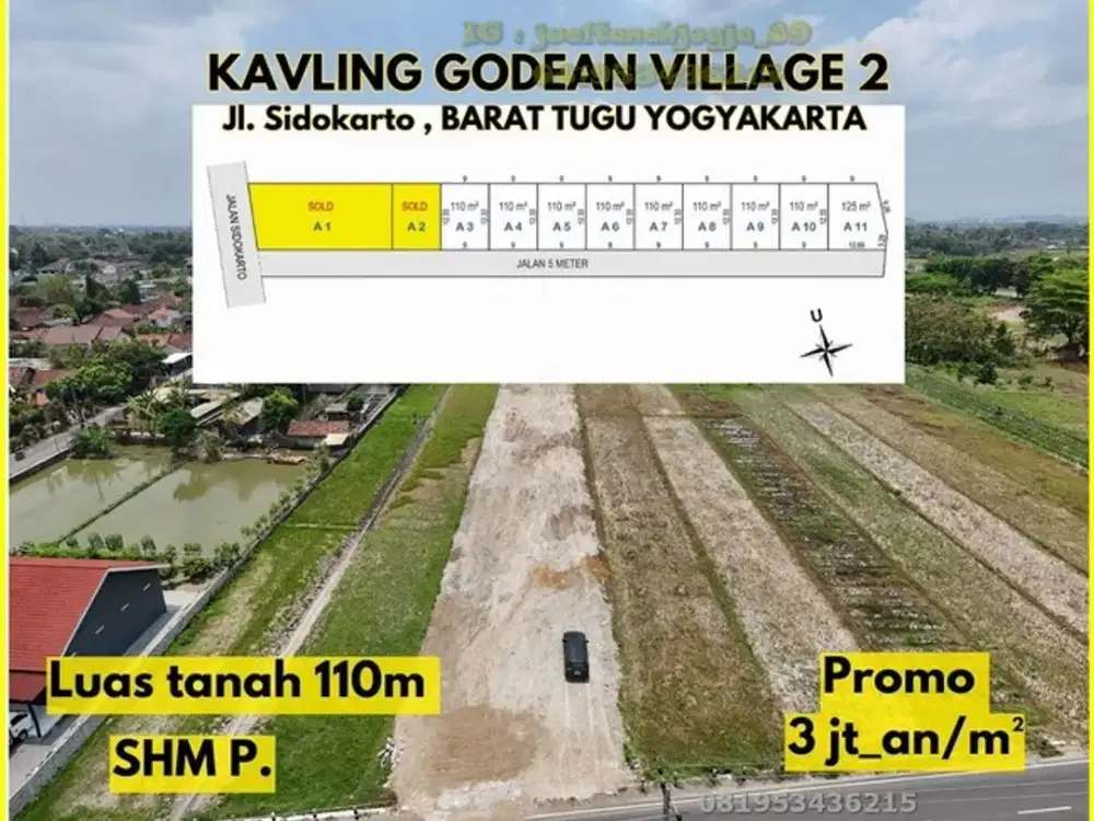 TANAH YOGYAKARTA DEKAT EXIT TOLL MLATI COCOK INVESTASI