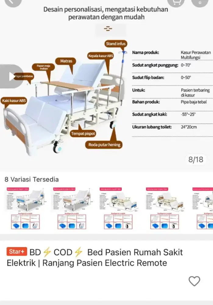 Bed/ranjang rumah sakit Besi