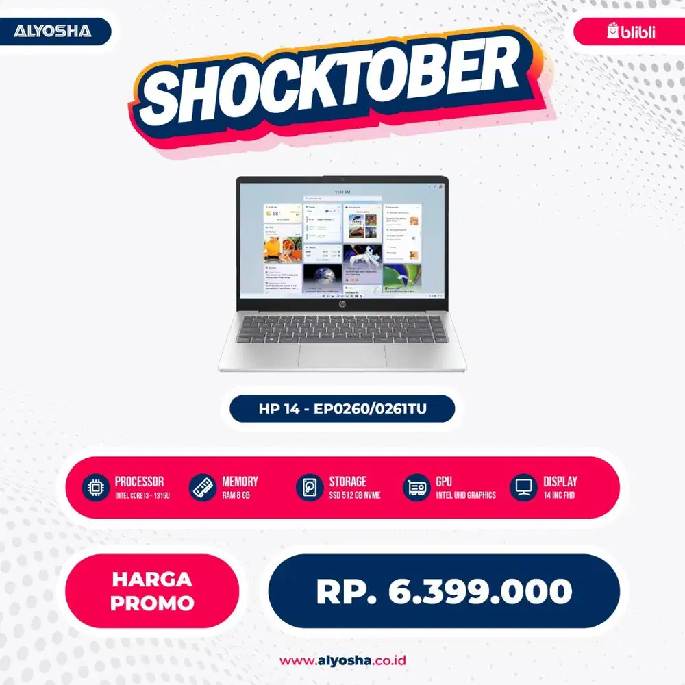 Oktober Sale Laptop Core i3 i3-1315U HP 14 ep0260TU GOLD / ep0261TU