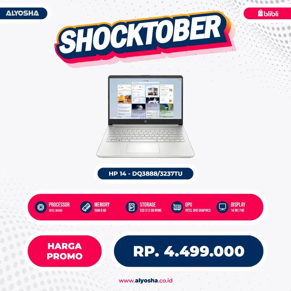 Laptop Promo OKTOBER SALE HP 14s  N4500 8GB SSD 512GB