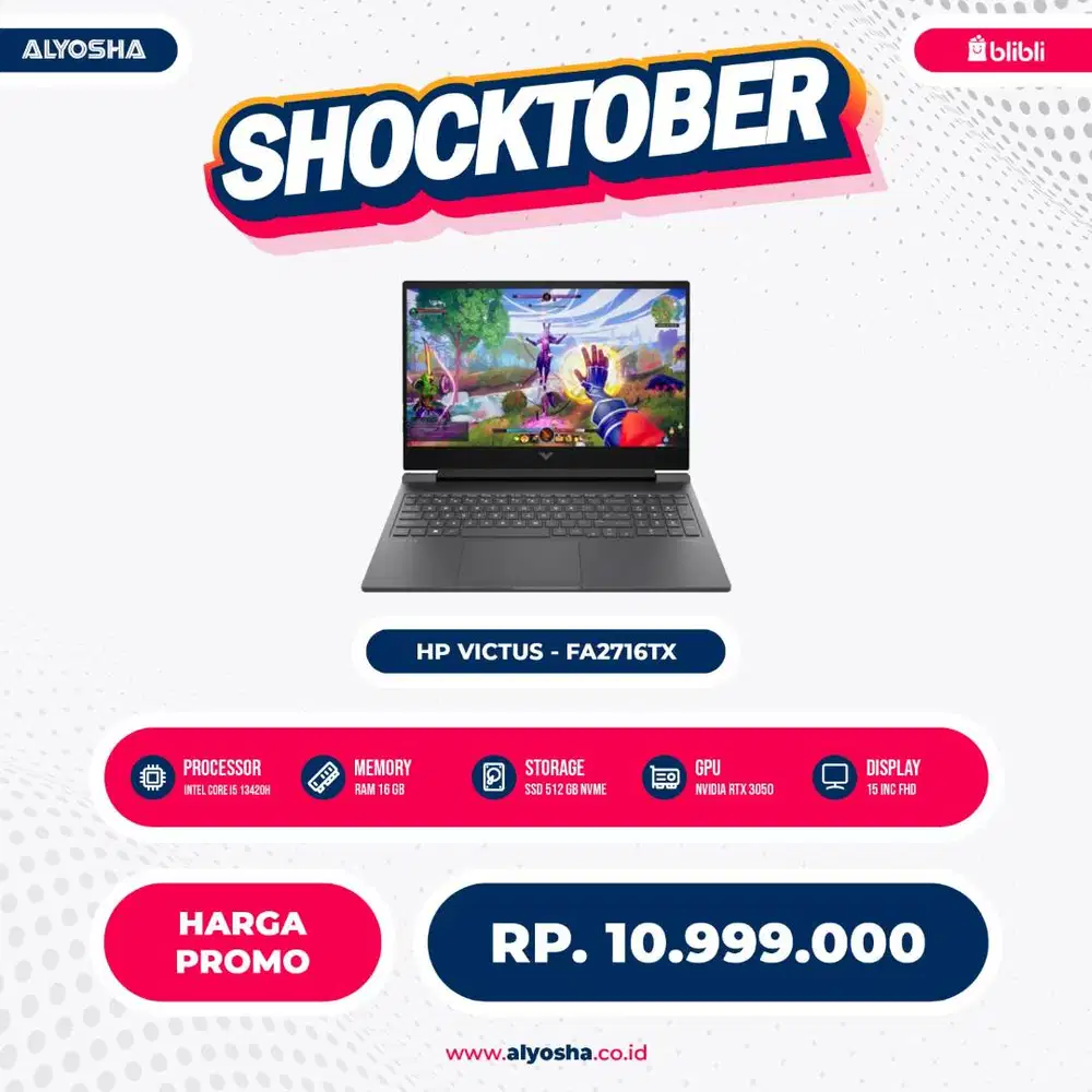 PROMO HP Victus GAMING 15 FA2716TX Core i5 13420H 16 GB 512 RTX 3050