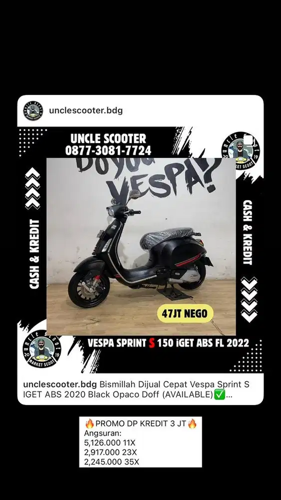 Vespa Sprint S IGET ABS 2020 Black Opaco Doff