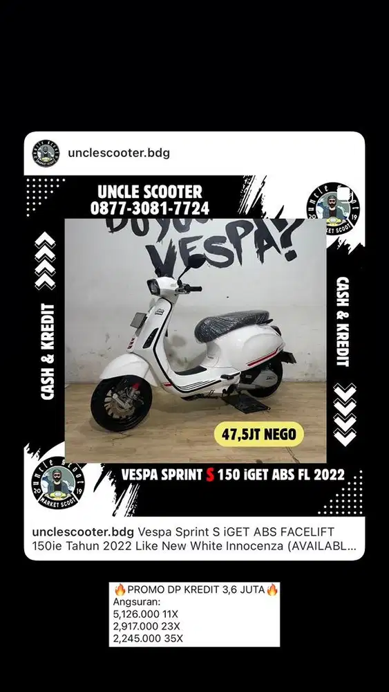 Vespa Sprint S iGET ABS FACELIFT 150ie Tahun 2022