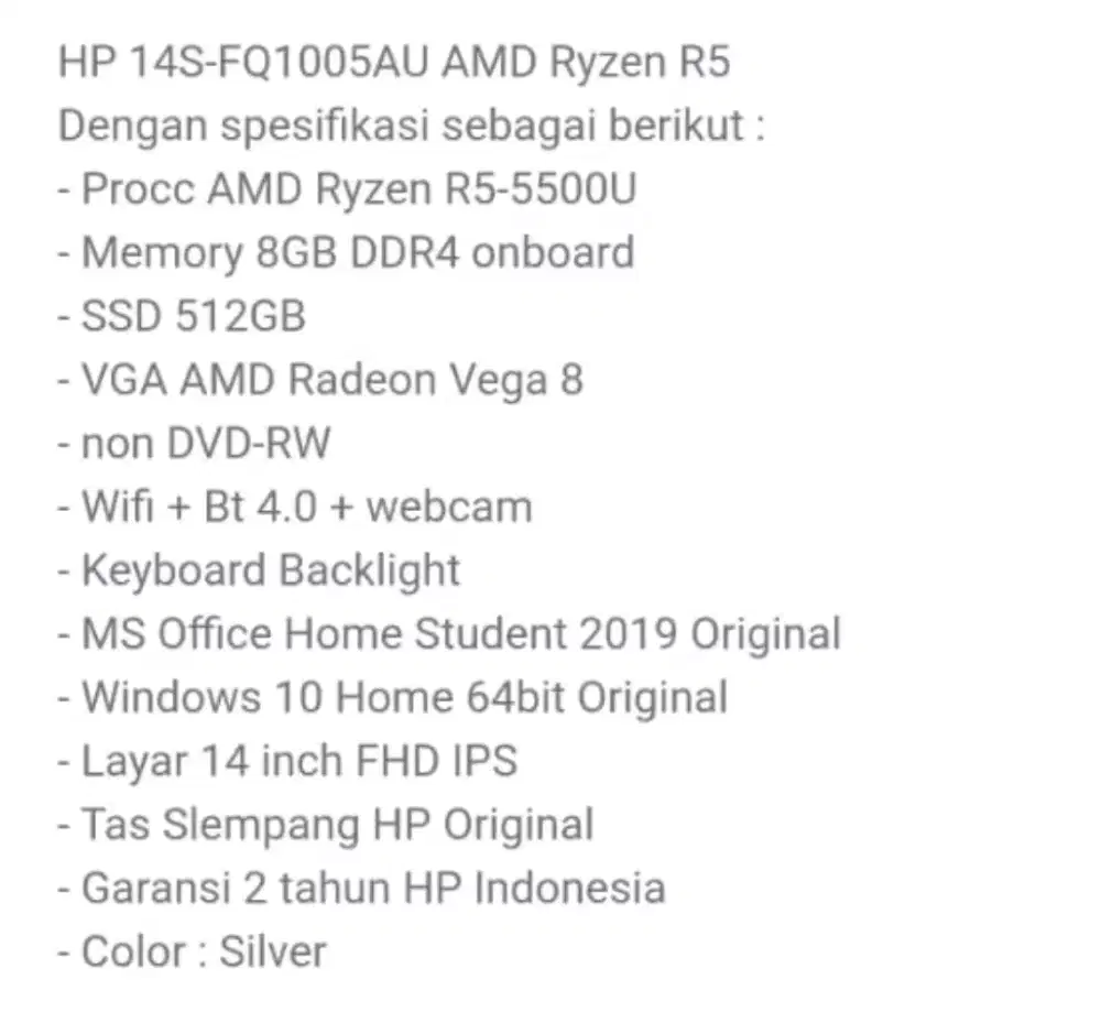 Laptop hp bekas like new