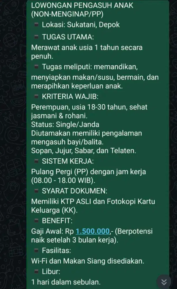 LOWONGAN PENGASUH ANAK PP