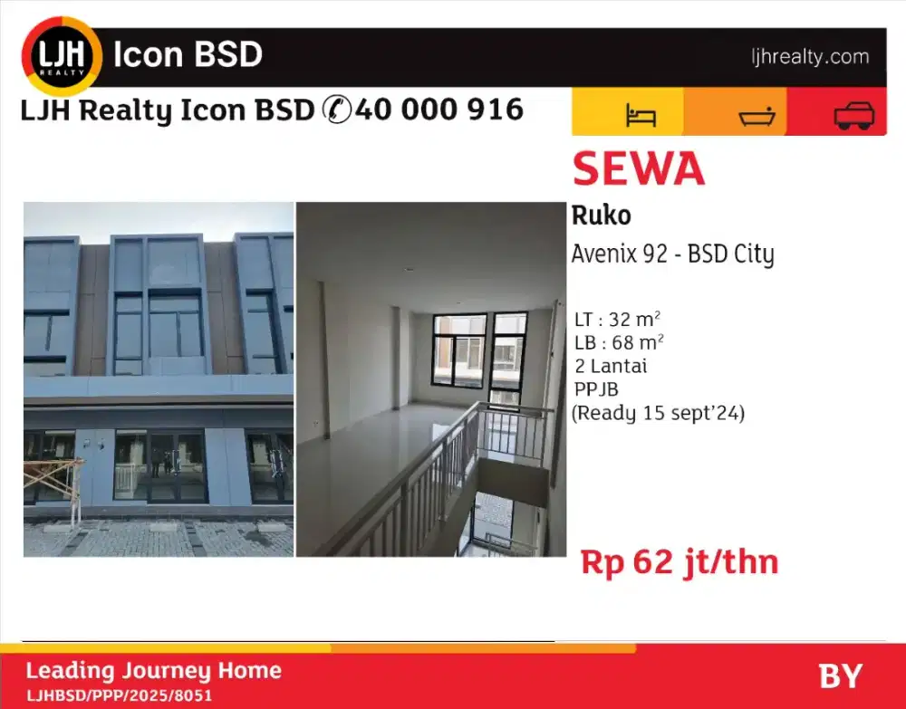 disewakan ruko avenix 92 bsd city