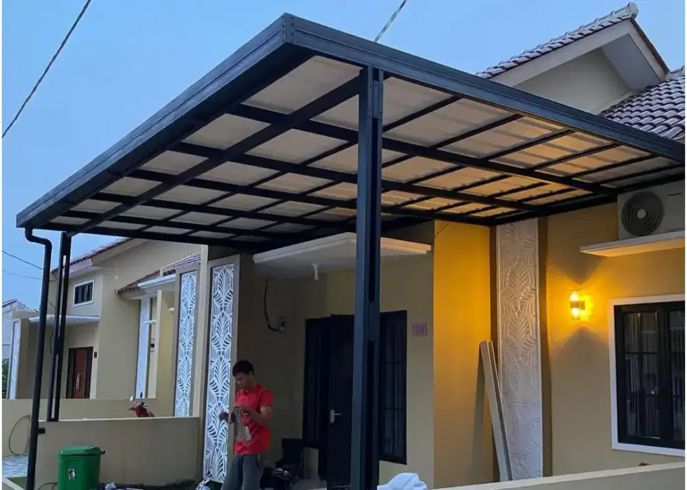 Pasang kanopi baja ringan atap alderon